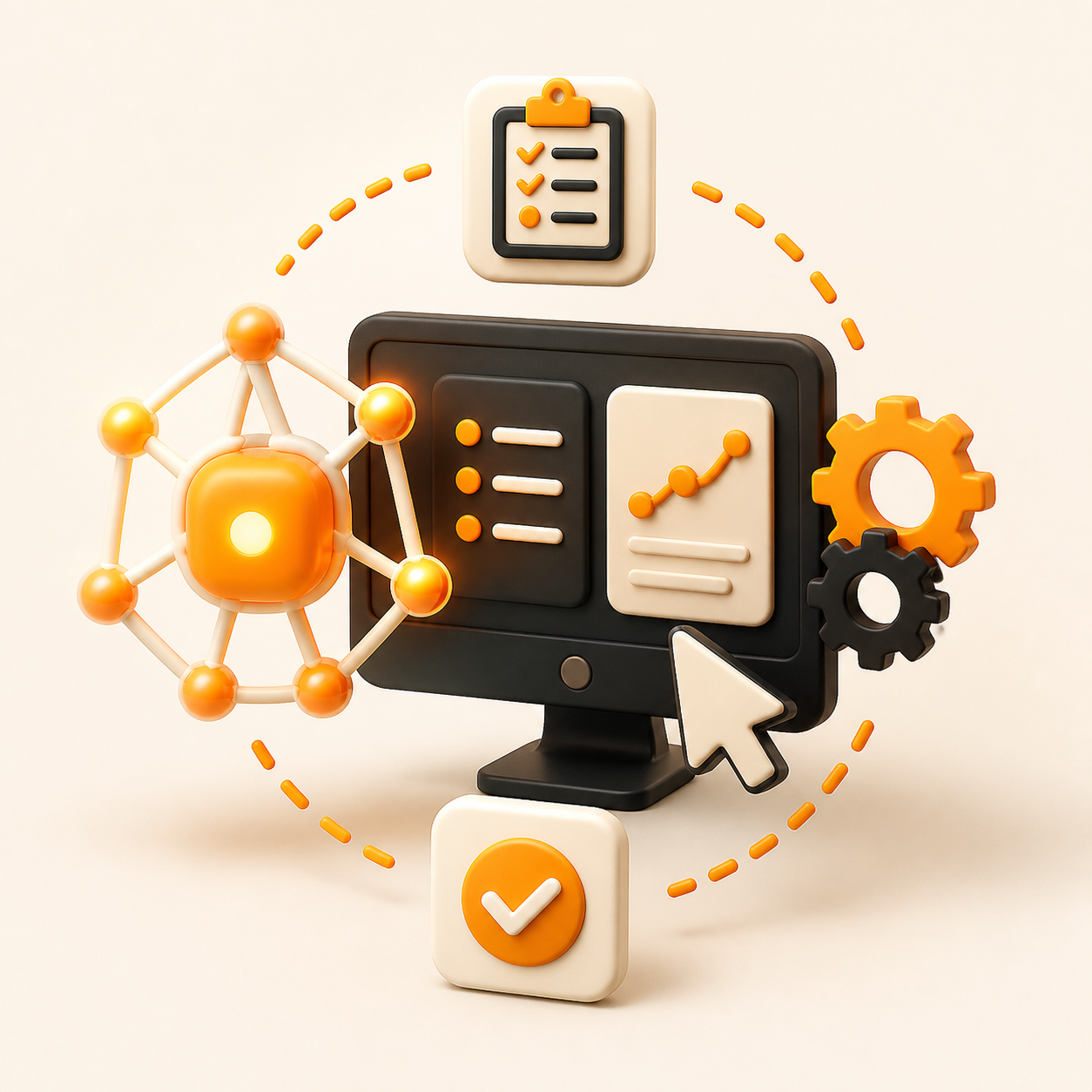AI agent and computer automation illustration