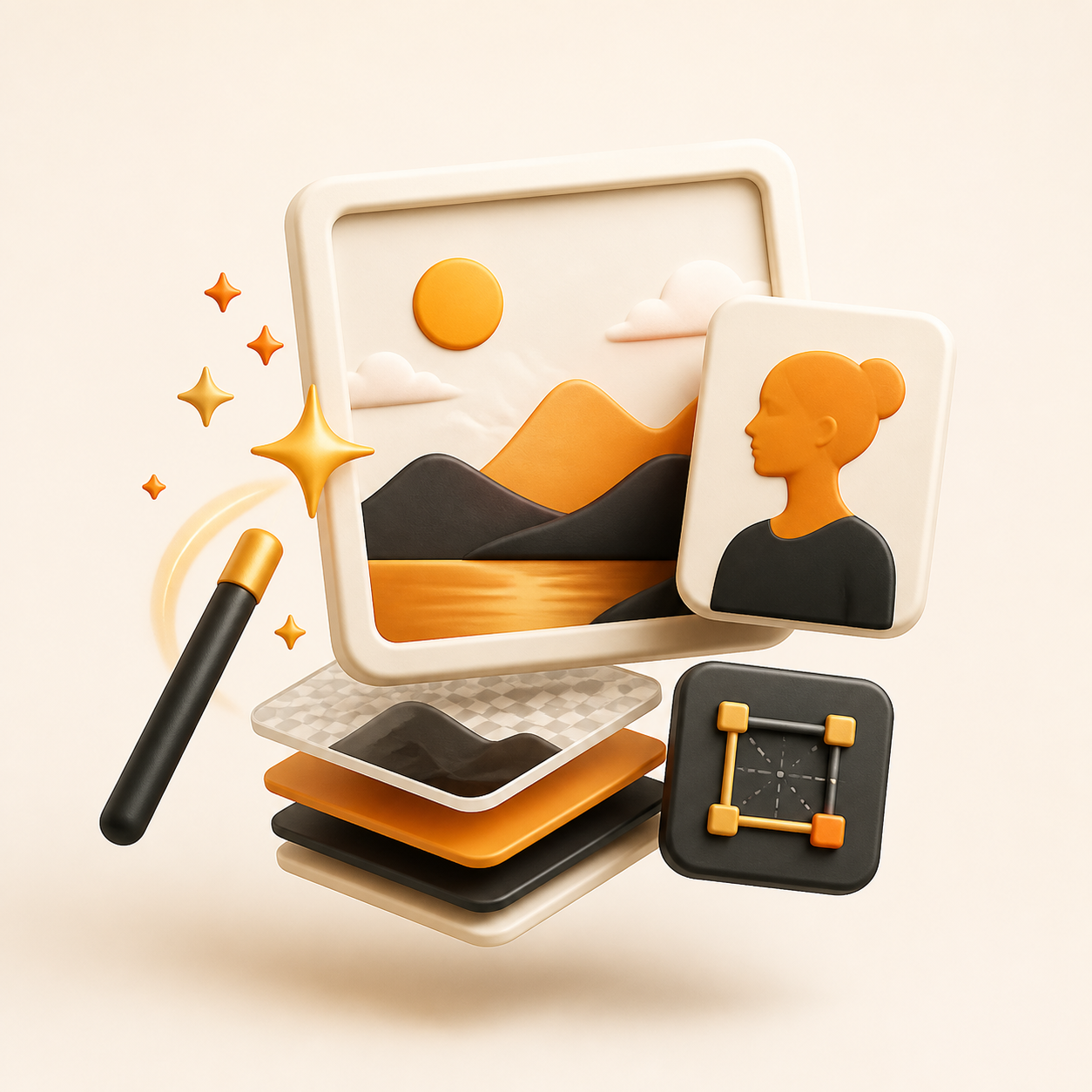 AI image generation and editing illustration