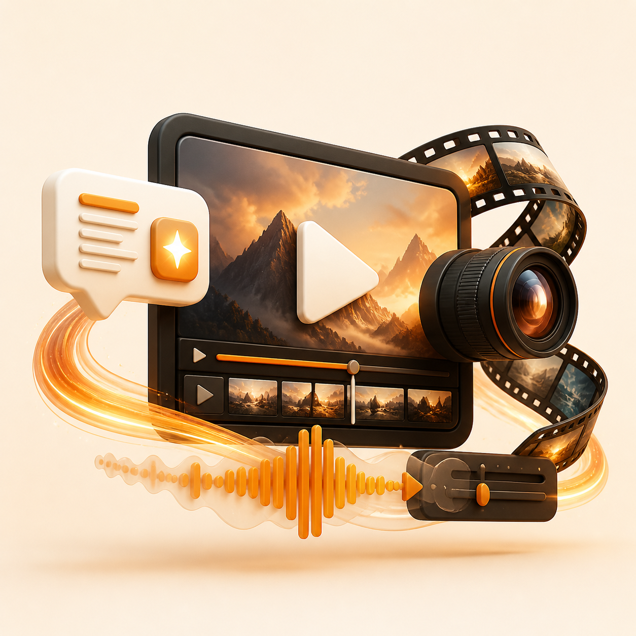 AI video generation and editing illustration