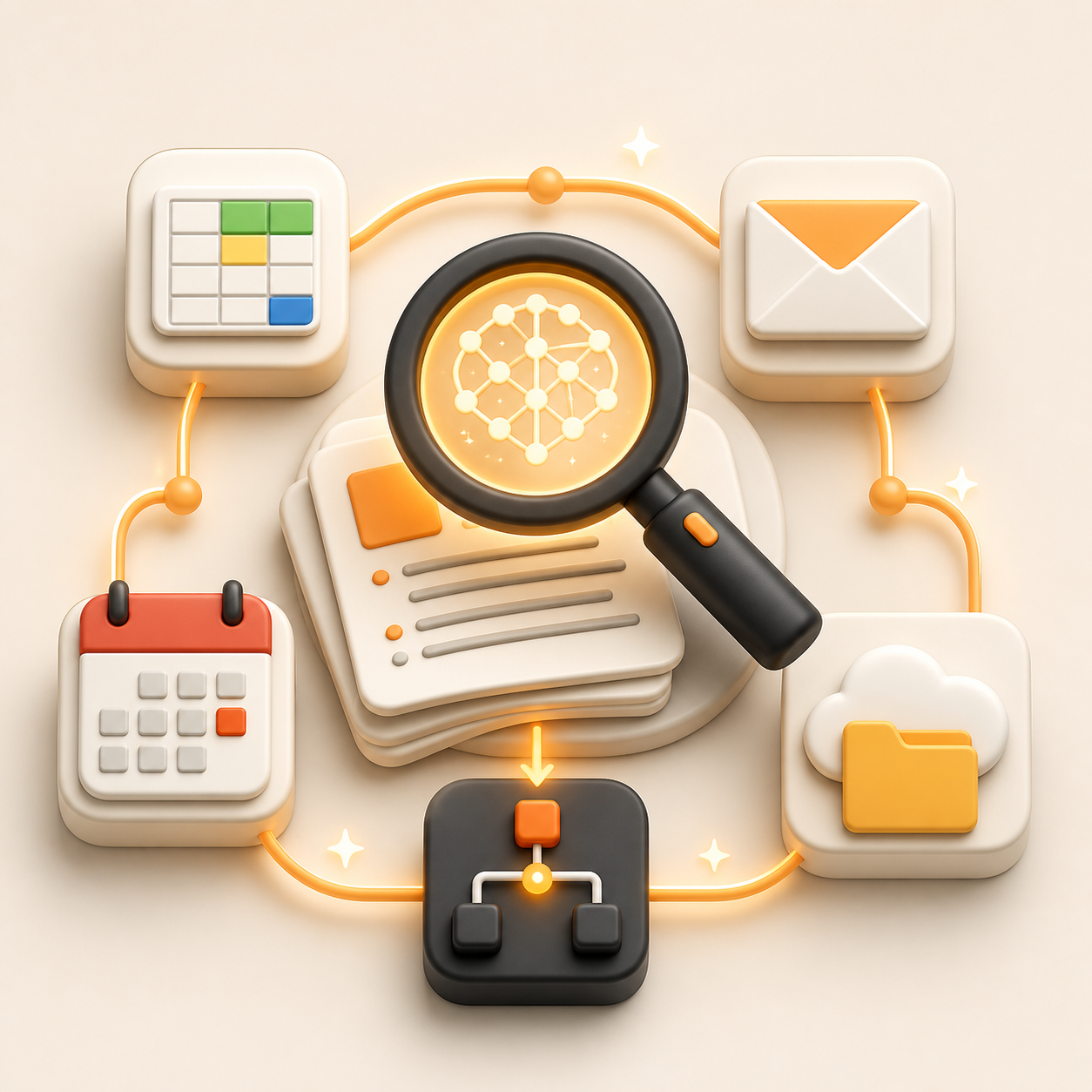 AI research and workspace automation illustration